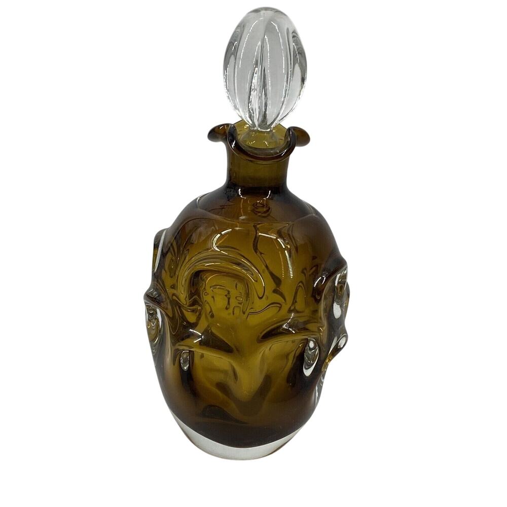 Amber Mid-Century Modern Aseda Sweden Bo Borgstrom Blown Art Glass Decanter EUC